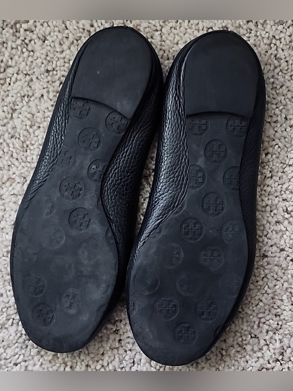 Tory Burch Black Reva Ballet Flats | Leather Logo Flats | Size 9 - Picture 2 of 4